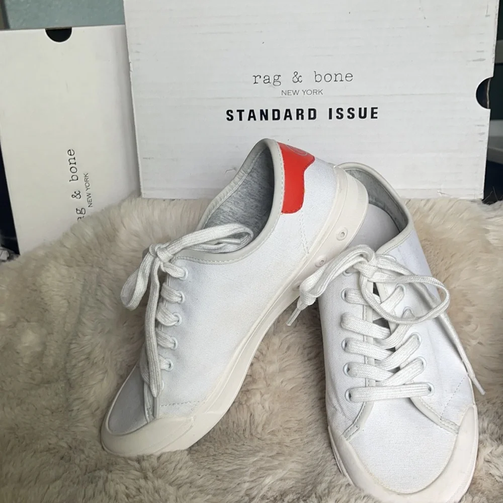 Rag & Bone Standard Issue Lace Up White/Red Shoe Size 10